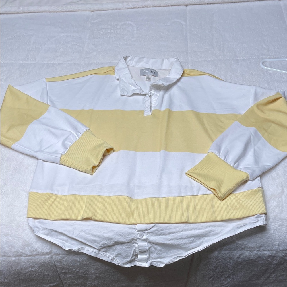 Cupid Yellow & White Striped Rugby Shirt